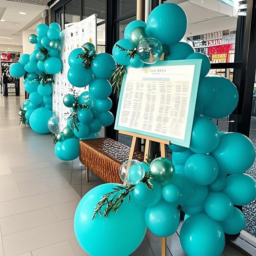 Turquoise Blue Peacock Blue Balloons 145pcs Different Sizes 5in 10in 12in 18in Teal Aqua Latex Balloon Arch Kit Garland for Wedding Baby Shower Birthday Party Decoration - Image 5