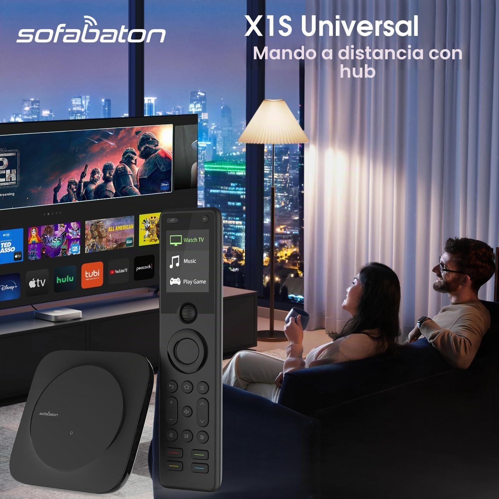 SofaBaton Update X1S - Mando a distancia universal con concentrador y aplicación, control remoto universal inteligente todo en uno con actividades personalizadas, funciona con dispositivos