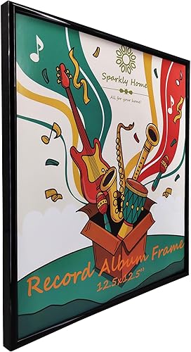 Miniatura 4 de Paquete de 4 marcos de discos de vinilo de PVC negro de 12.5 x 12.5 pulgadas, portadas de álbum de discos de vinilo LP, accesorios para colgar