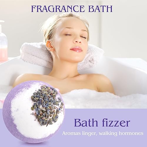 Miniatura 9 de Bolas de sal de baño de flores secas, paquete de 4 unidades, aceites esenciales de extracto de lavanda, piel seca hidratante, spa gaseoso,