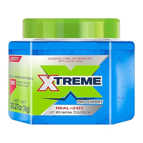 Miniatura 2 de Xtreme Pro-Expert Gel para peinar el cabello con aloe vera, azul, sin alcohol, 35.27 onzas, paquete de 2