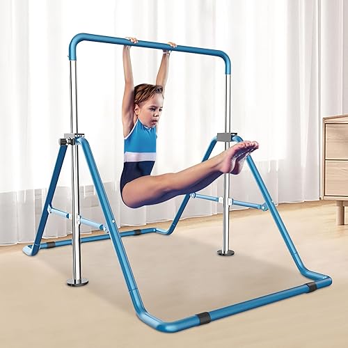 AKaSping Barras de gimnasia para niños, ampliables, de altura ajustable, barras horizontales plegables para entrenamiento juvenil, equipo de barra