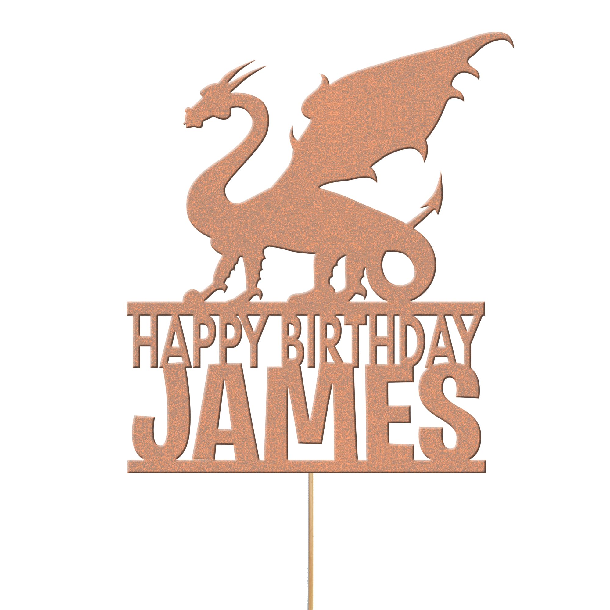 Edible Cake Decorations | Customized Birthday Cake Toppers | Custom Name | Dragon Fantasy Topper (Rose Gold)