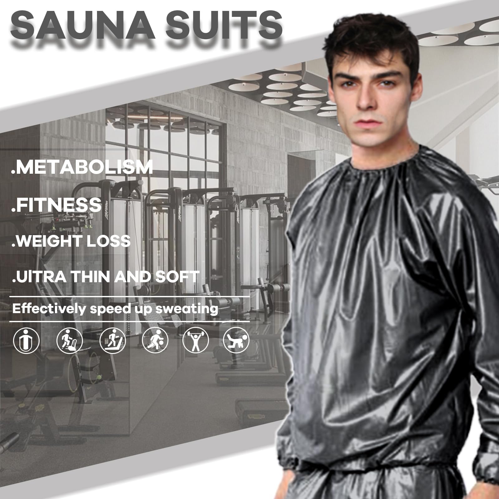 Tuta da sauna Antistrappo Dimagrante per Donna Uomo Palestra Fitness Corsa Yoga
