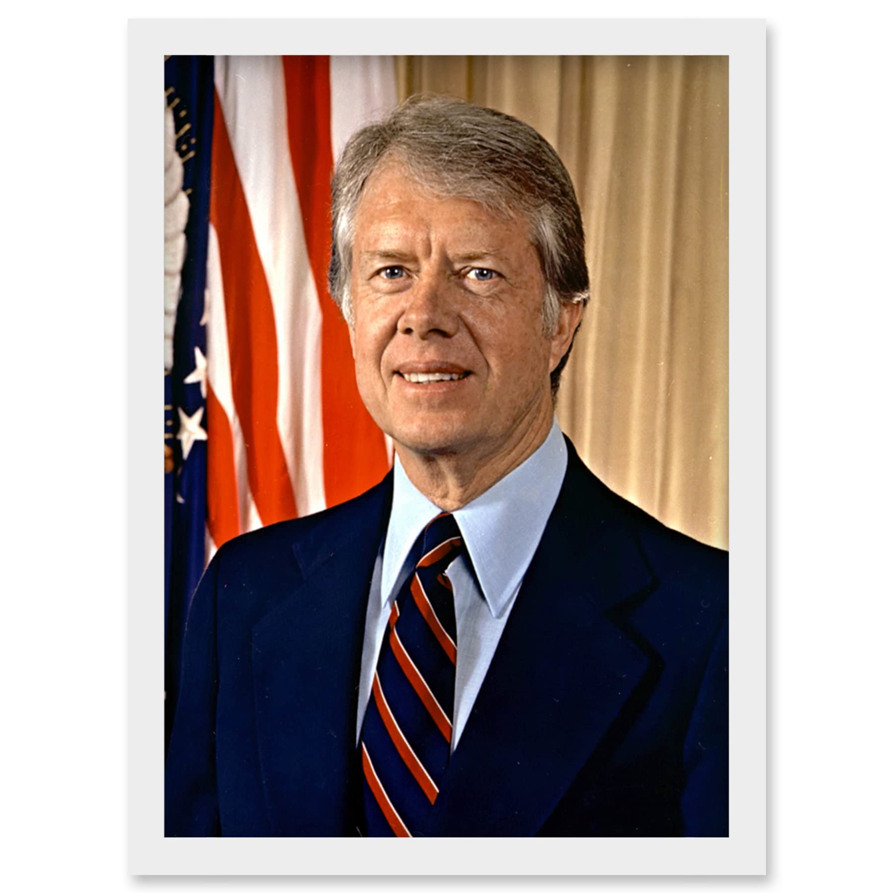 Artery8 39th US President Jimmy Carter Official Portrait Photo Artwork Framed Wall Art Print A4