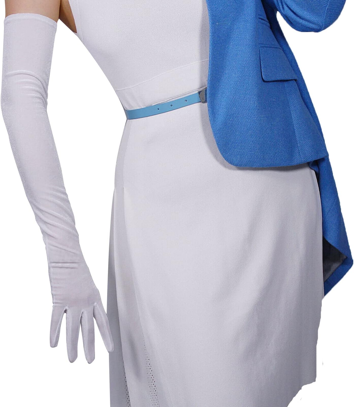 DooWay Long Velvet Gloves Women Touchscreen 24-inch Stretchy Special Occasion 1920s Costume Evening Opera Gloves, White, 60cm