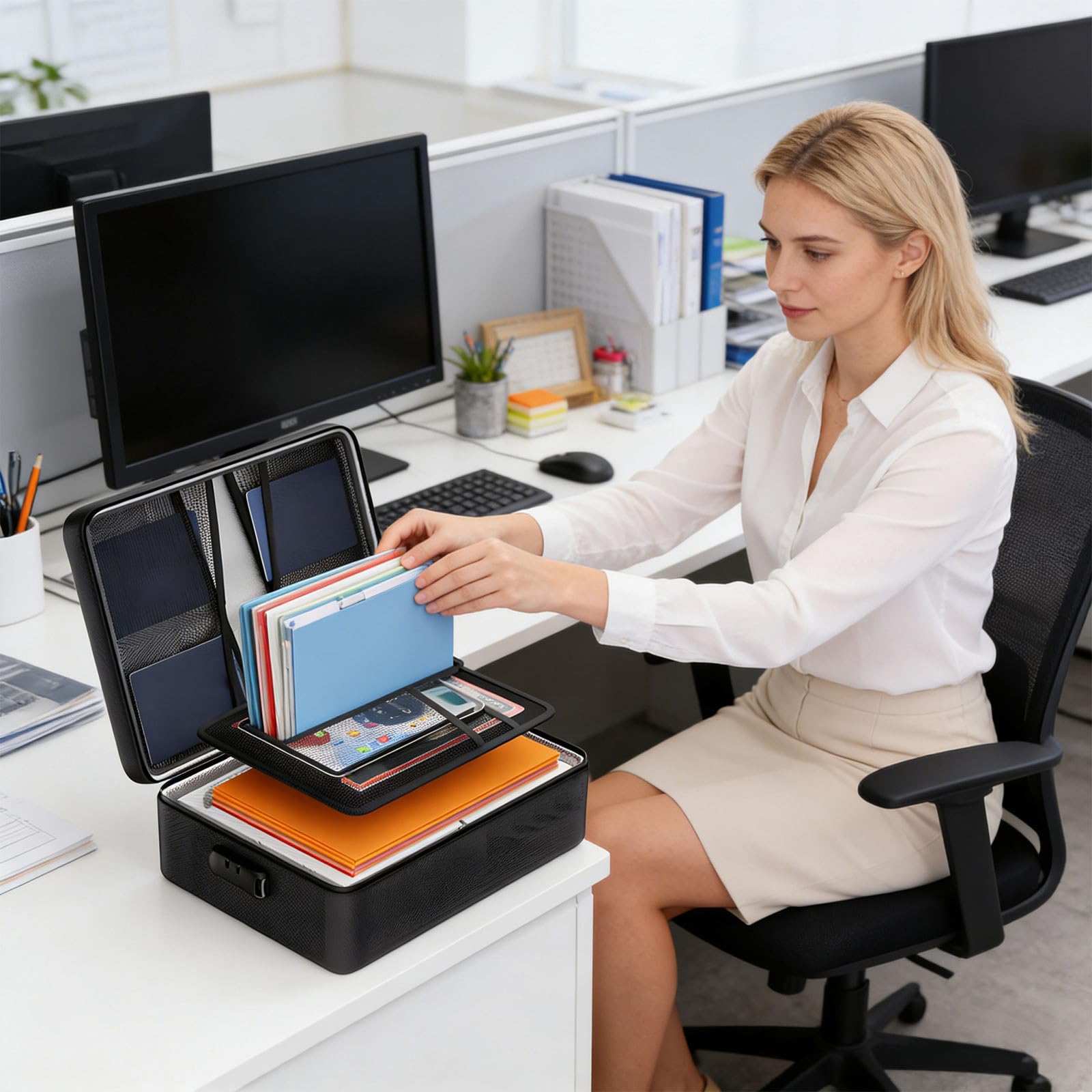 Organizer per documenti con tasche multiple, grigio