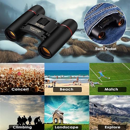 Miniatura 6 de Prismáticos compactos para adultos 30 x 60 ligeros mini prismáticos para niños pájaros para ver prismáticos de bolsillo para conciertos espectáculos