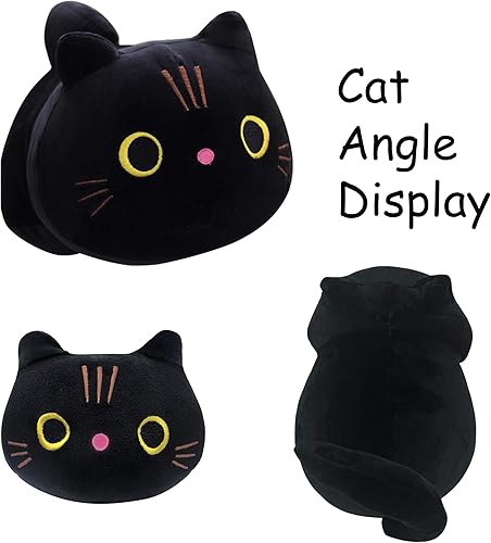 Miniatura 2 de Cuecutie Almohada Kawaii de peluche de gato negro de 13.8 pulgadas, gato negro, peluche de gato negro, lindo juguete de peluche de ojos redondos