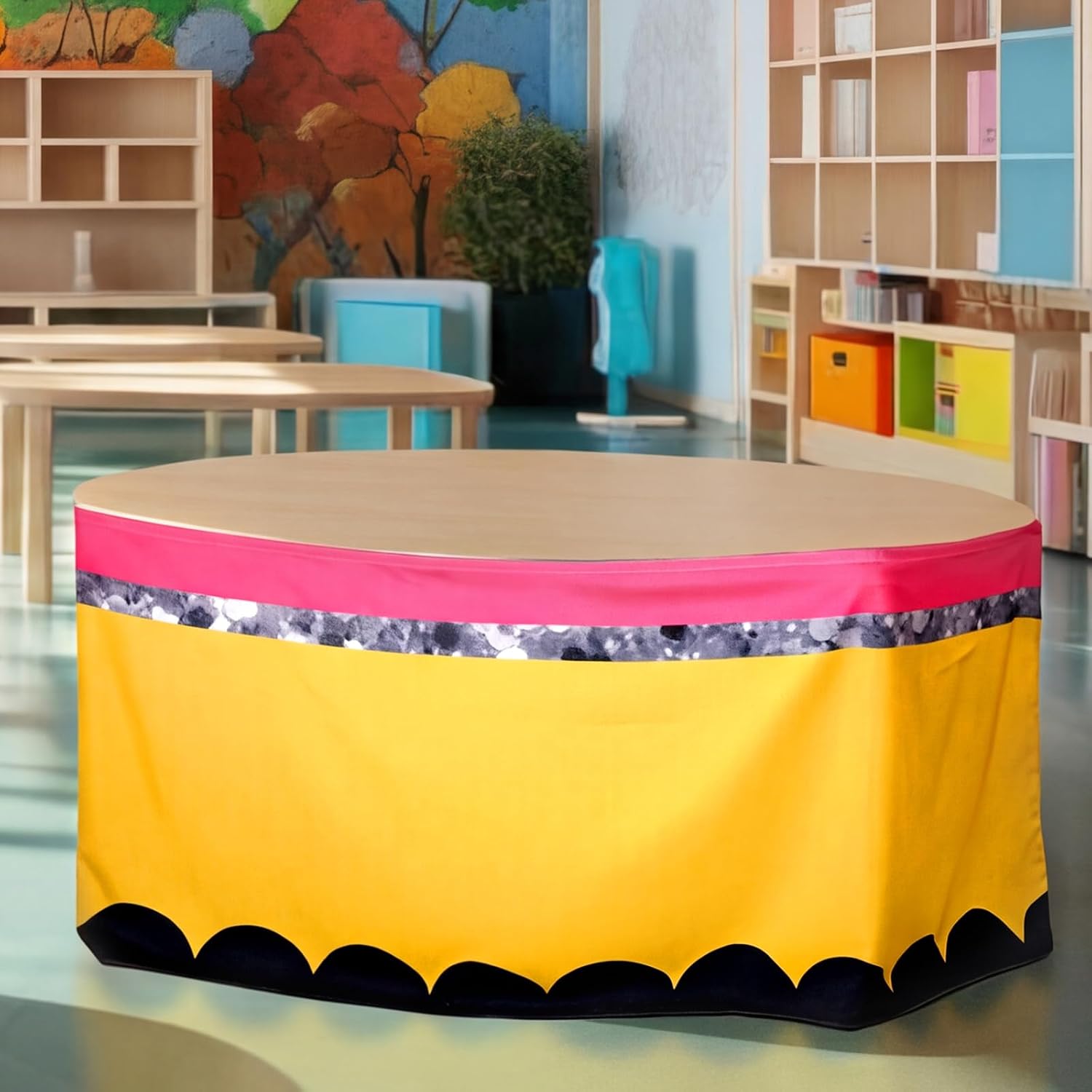 Breling Pencil Teacher Desk Skirt 9ft Colorful Classroom Table Skirt image 4