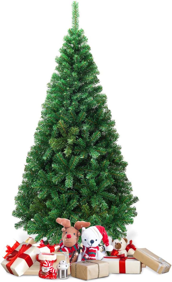 Albero Di Natale Slim 150 Cm Con Luci LED Colorate - 343 Punte, Base In Metallo, Facile Da Montare! - Foto 9