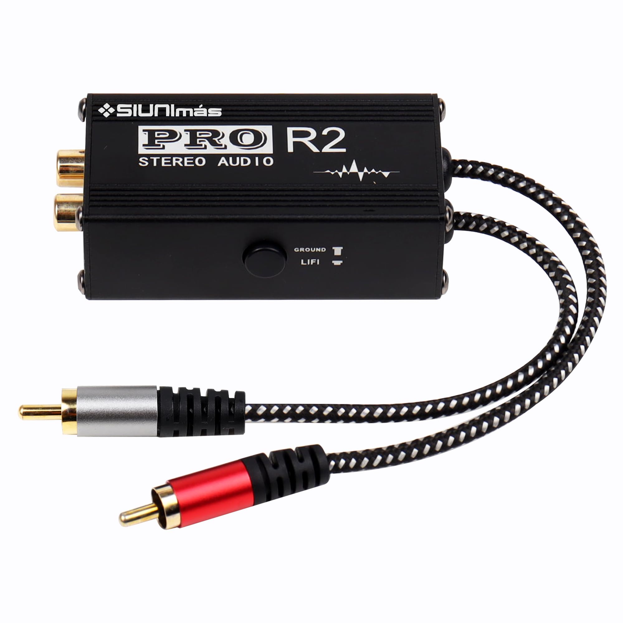 Pro R2 Portable RCA Passive Ground Loop Noise Isolation Box Audio Noise Filter for Home/Car/Official Audio Playing Systems(SIM-RCA-Pro R2)