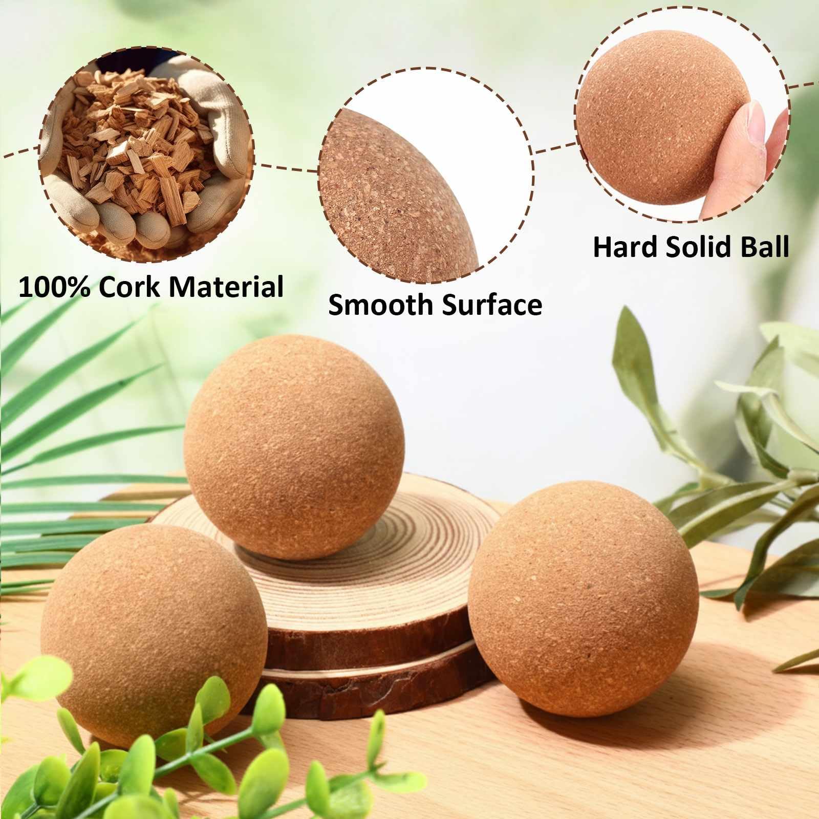 Seenelling Confezione da 20 palline da massaggio in sughero da 7,6 cm, per massaggi profondi dei tessuti profondi, palline da yoga in sughero naturale, per yoga, pilates, miofasciale, schiena, spalle