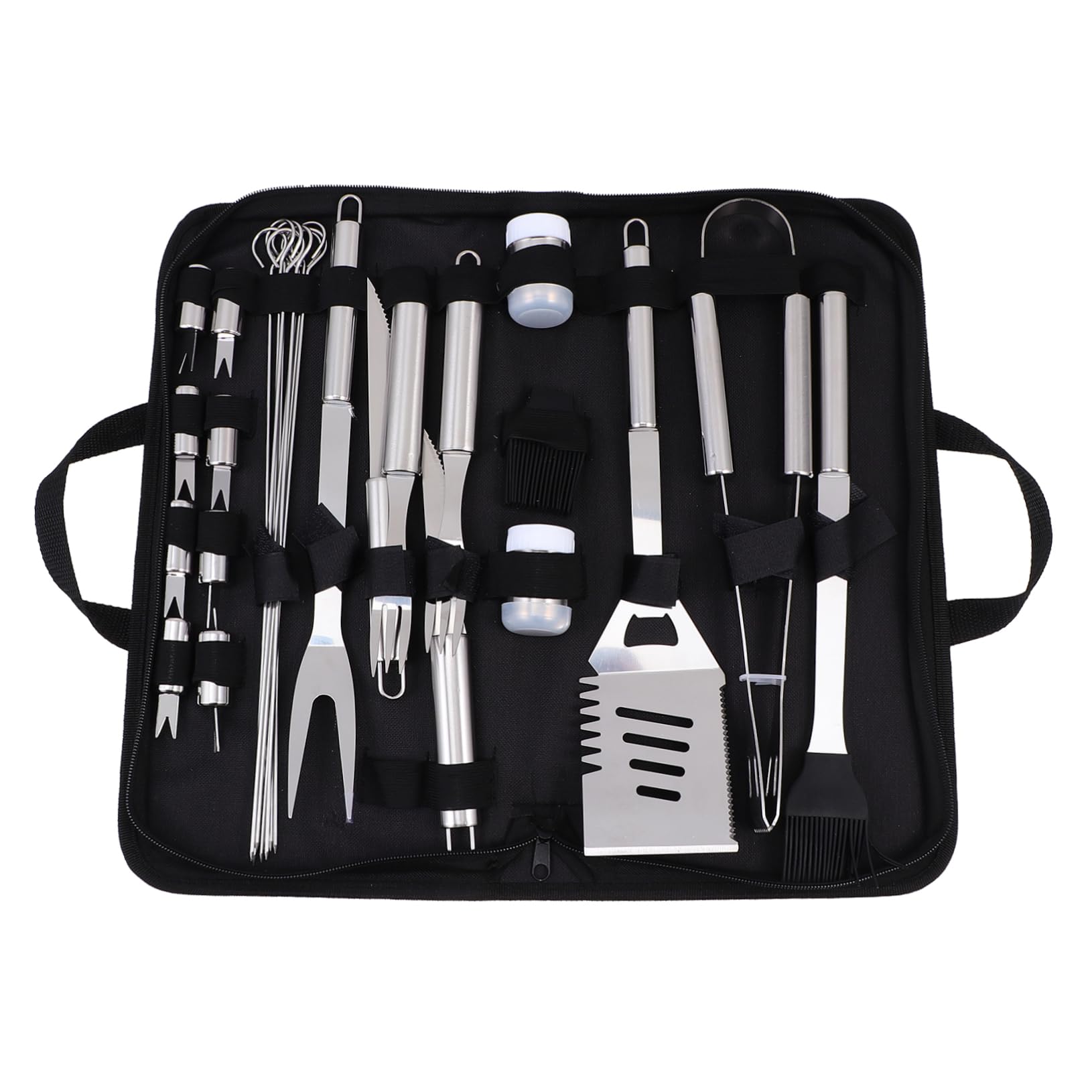 Kit Utensili Barbecue Acciaio Inossidabile Strumenti Grigliata Outdoor Domestico Nero Completo Accessori Cucina Grill Camping Hobby