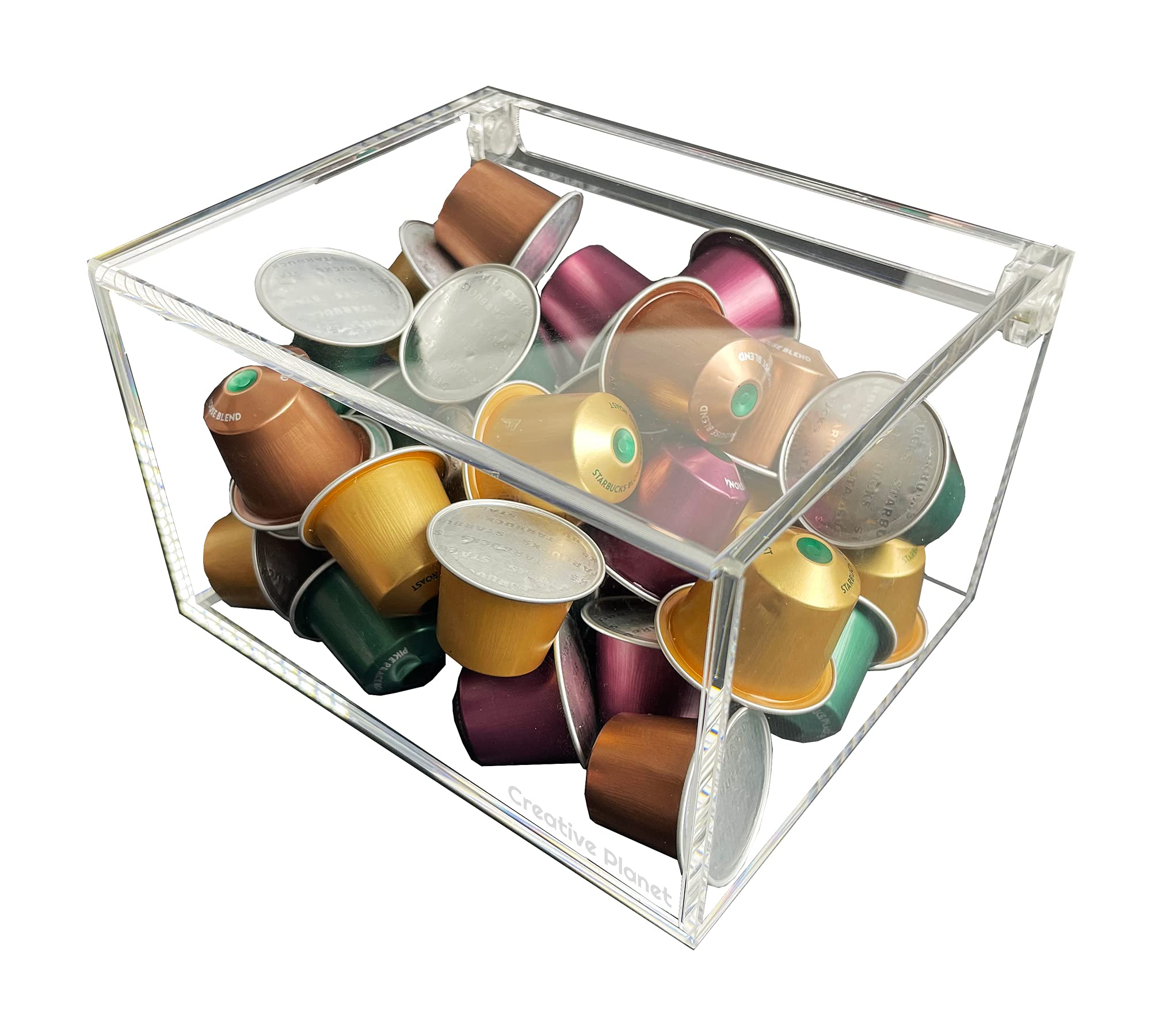 CREATIVE PLANET Nespress Capsules Holder Acrylic Storage Box for Dolce Gusto, Vertuo Capsules - Stylish Acrylic Coffee Bar Organizer for Your Coffee Station