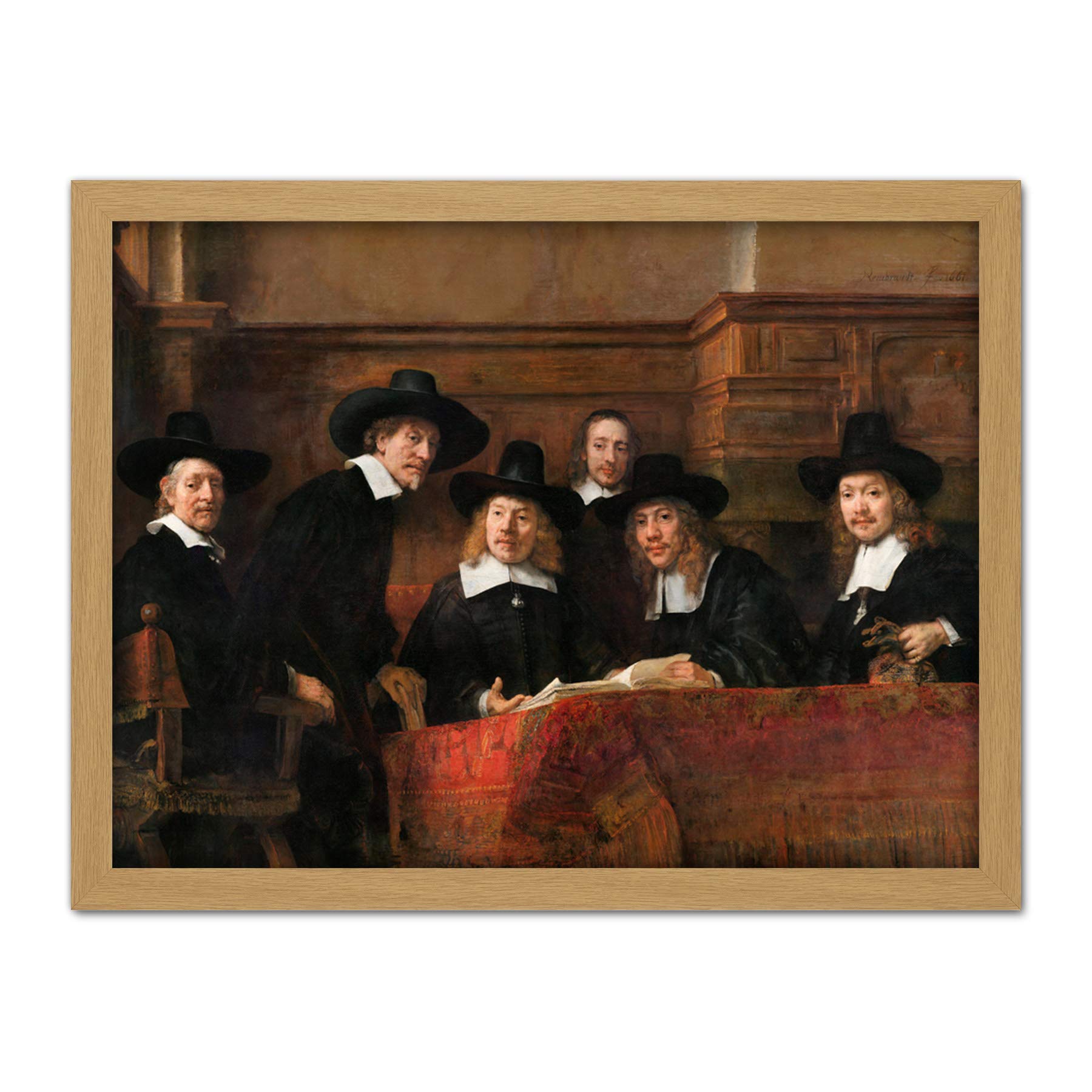 Artery8 Rembrandt Syndics Of The Drapers' Guild Portrait Artwork Framed Wall Art Print 18X24 Inch
