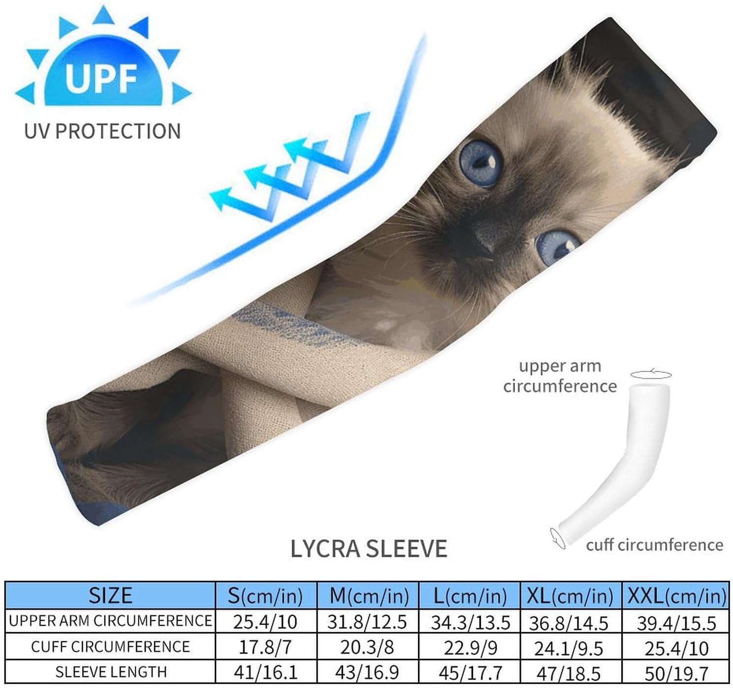 Cat on Blanket Arm Sleeves for Men Women Sun Protection Sleeves Cooling Compression Arm Covers for Sport