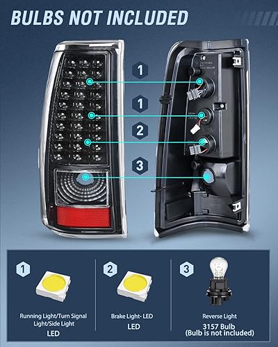 Vista 64 de Nilight Conjunto de luz trasera para Chevy Silverado 1500 1500HD 2500 2500 2500HD 3500 2007 Chevrolet Classic OE estilo pasajero lámpara trasera