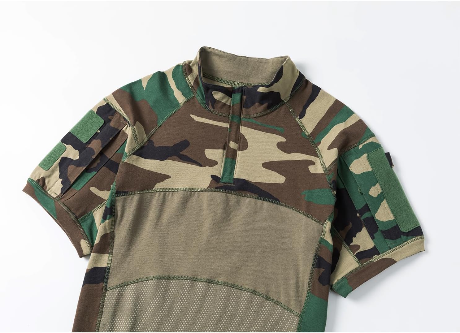 AKARMY Men's Military Short Sleeve T-Shirt, Tactical Cargo Pullover Polo Shirts, Outdoor Camo Shirt with 1/4 Zipper - Image 2