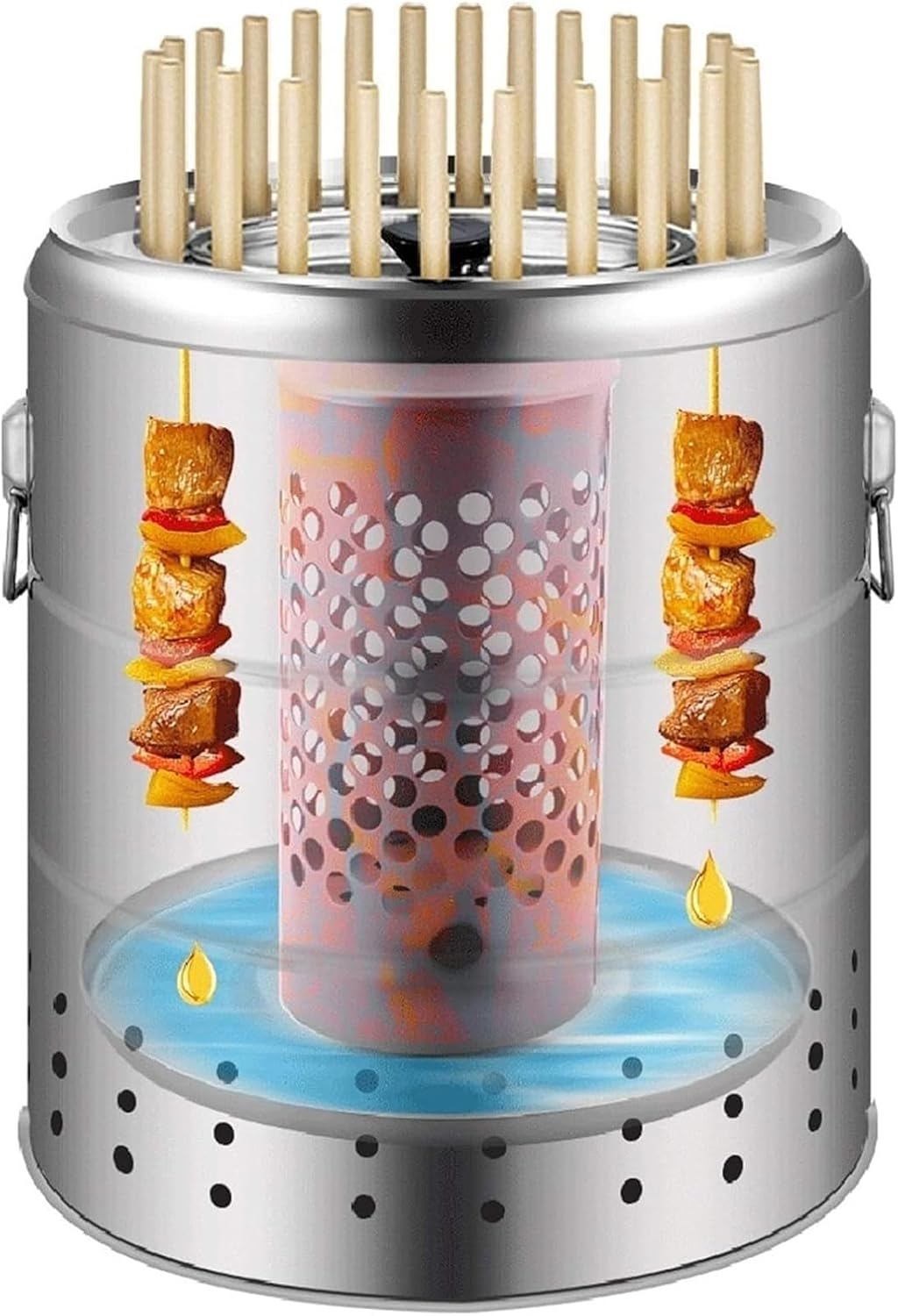 Portable Charcoal Grill No Smoke Mini BBQ Barrel for Outdoor Cooking Compact Travel Friendly Grill for Camping Picnics(Small)