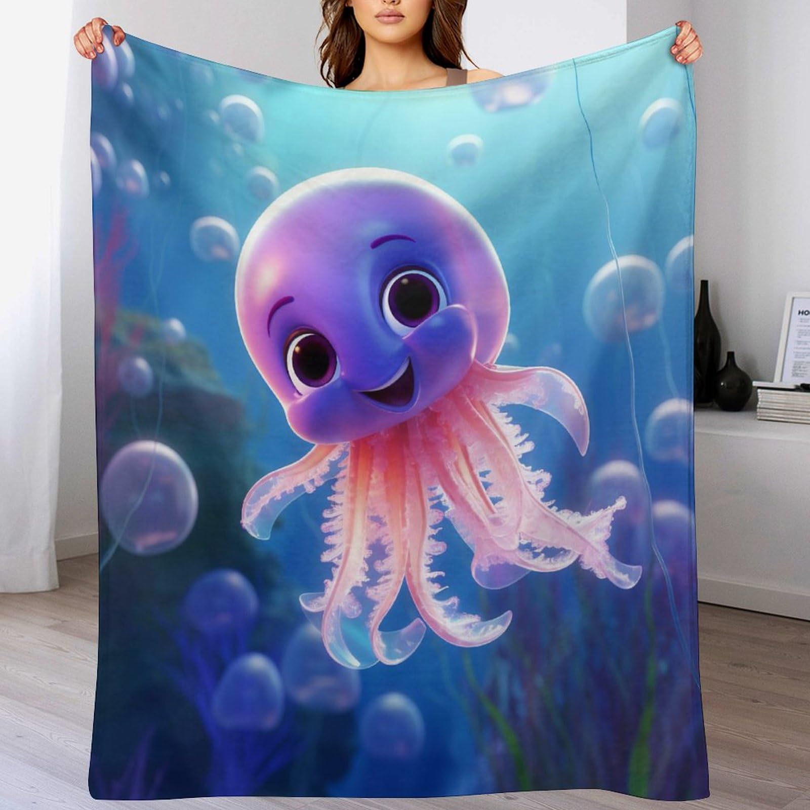 Couverture pieuvre 100% flanelle pour éliminer la fraîcheur du soir