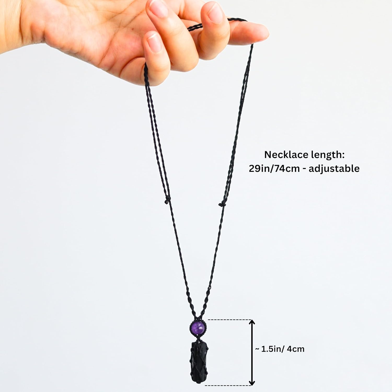 Black Tourmaline necklace for women with Amethyst | protection crystal pendant jewelry - Image 6