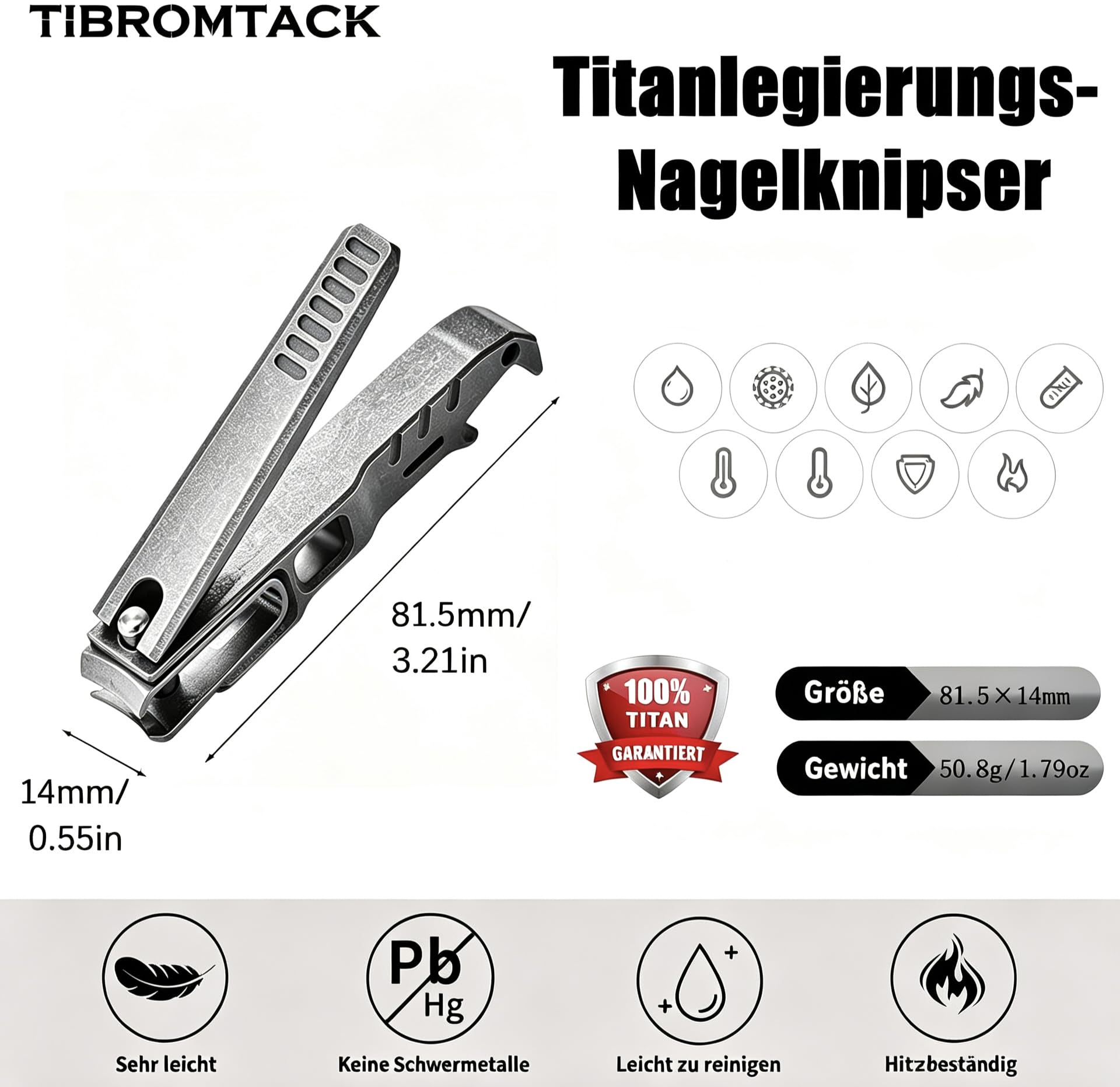 Gr5 Titan Nagelknipser, multifunktionaler Nagelschneider | für Finger- und Zehennägel, leichter rostfreier Nagelknipser mit Flaschenöffner und Schlüsselanhänger