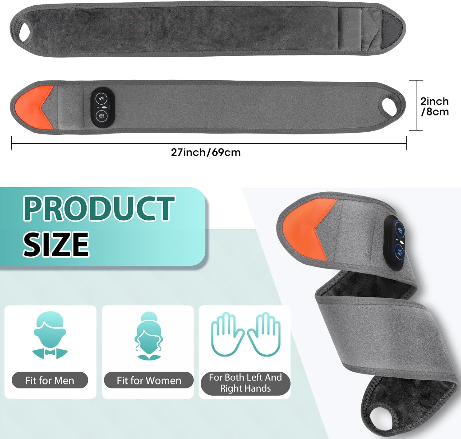 Wrist Heating Pad with Massage, Cordless Wrist Hand Heating Pad for Pain Relief, Red Light Heated Wrist Wrap with 3000mAh Battery, Vibration and Adjustable Heat Settings - Left Right Hand