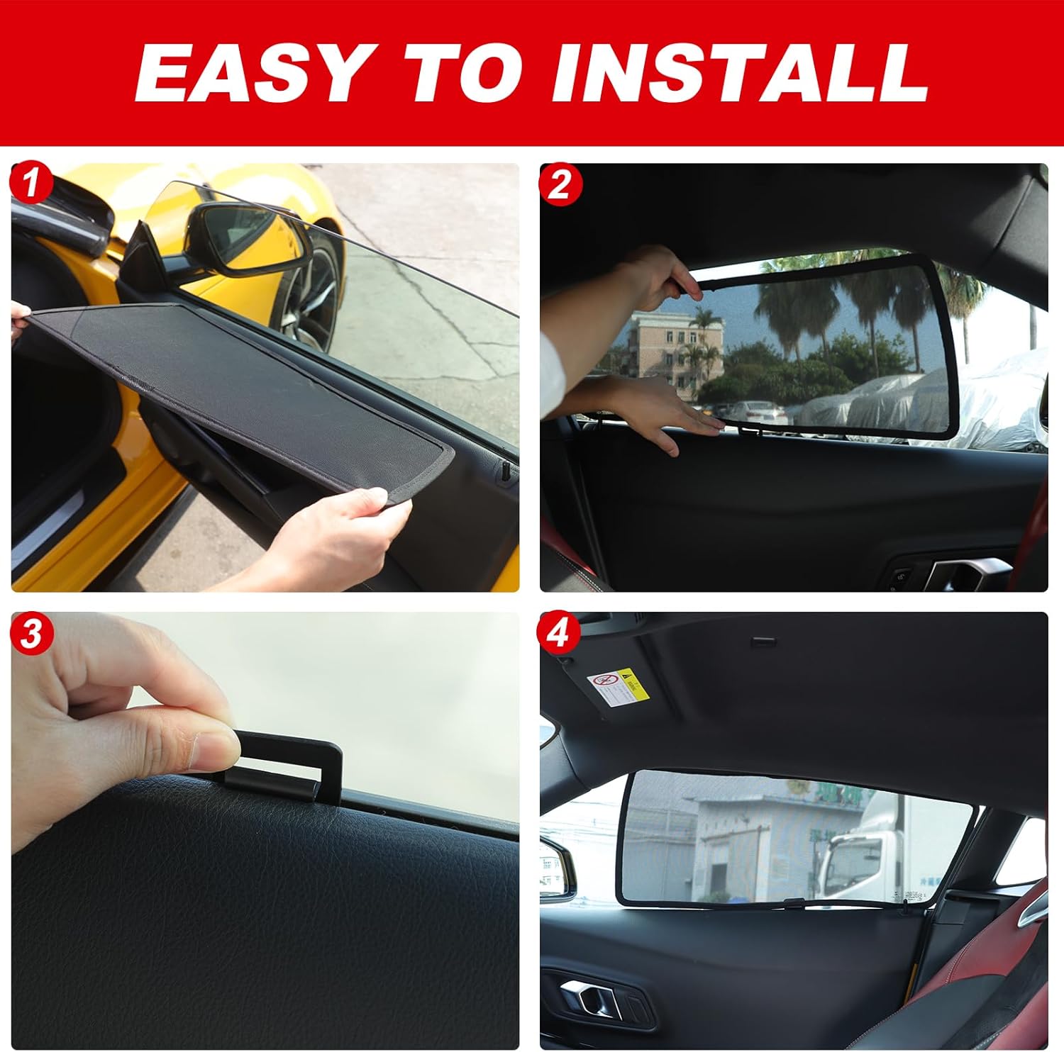 100% Protection Compatible with Toyota Supra GR A90 A91 MK5 2019 2020 2021 2022 2023 2024 2025 2026+ Shade Breathable Mesh Car Front Curtains Door/Window Net Car Window Screens for Camping