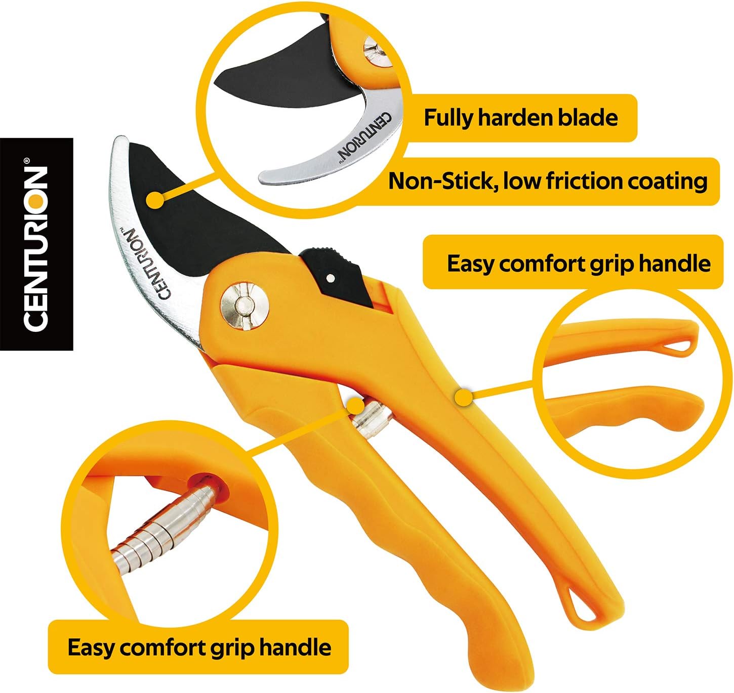 Centurion 497 3-pc Deluxe Set 24-inch Bypass Lopper, 8-inch Blade Hedge Shear, Bypass Pruner Cutting Tools Set