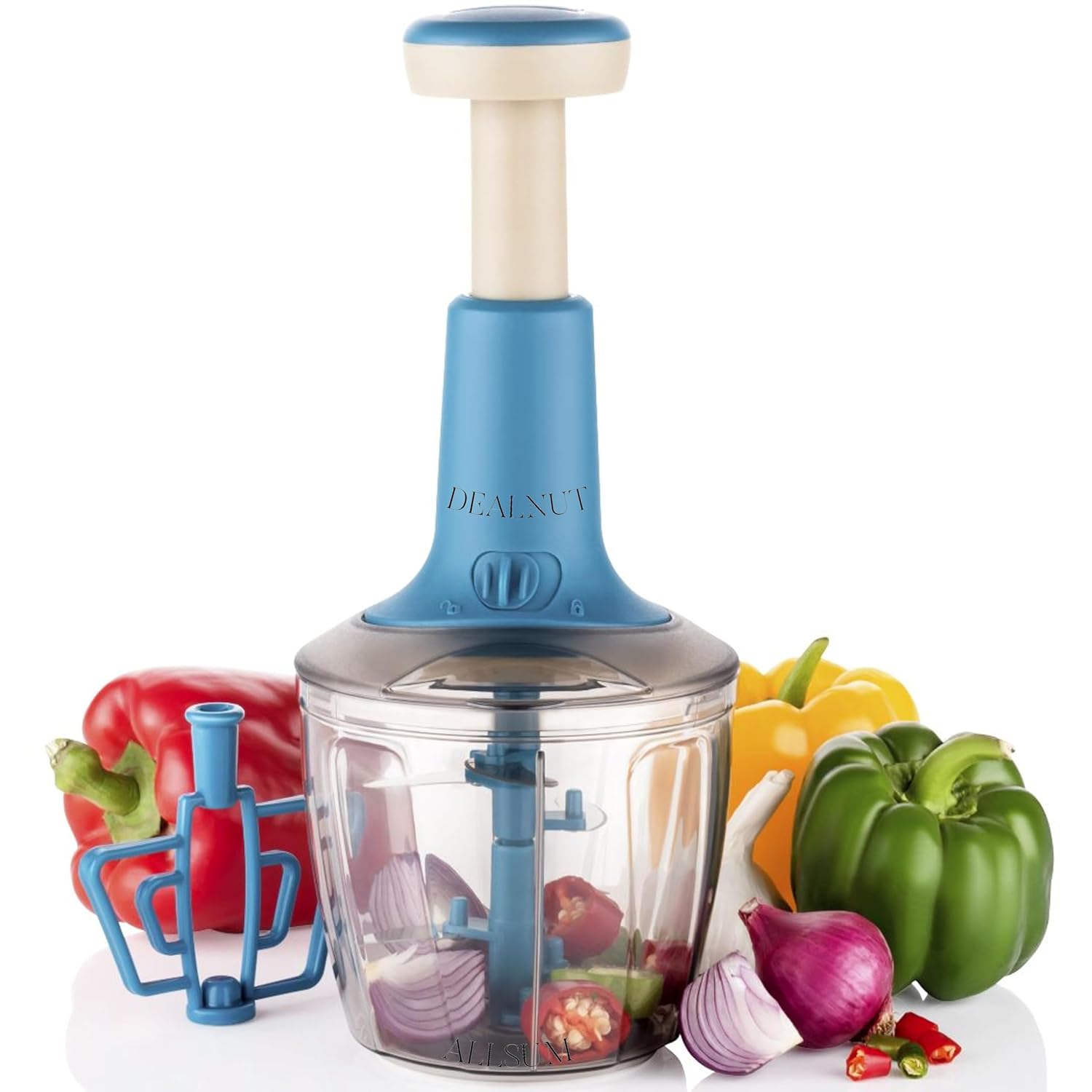 Manual Hand Press Food Chopper with 6 Blades for Effortless Chopping, Hand Chopper, Chopper Kitchen, Chopper, Vegetable Cutter & Onion Chopper, Vegetable Chopper Mixer, Push Chopper (1000 ml) Manual Hand Press Food Chopper with 6 Blades for Effortless Chopping, Hand Chopper, Chopper Kitchen, Chopper, Vegetable Cutter & Onion Chopper, Vegetable Chopper Mixer, Push Chopper (1000 ml)