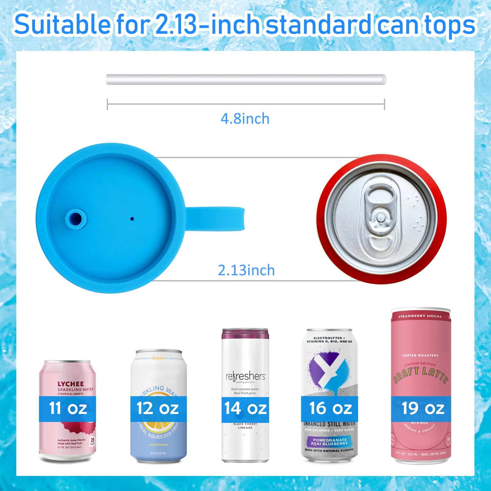 2 Pcs Silicone Soda Can Lids with Straw, Pop Can Lids with Handle, Reusable Can Covers for Standard Size Beverage, Juice, Coke, Soda, Beer & Seltzer, Prevents Dust, BPA-Free(cream+pink)