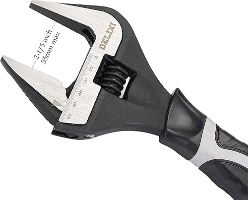Miniatura 2 de DELIXI Stubby - Llave ajustable de mandíbula profunda, apertura amplia, juego de llaves de fontanería, llave ajustable de aleación de cromo vanadio