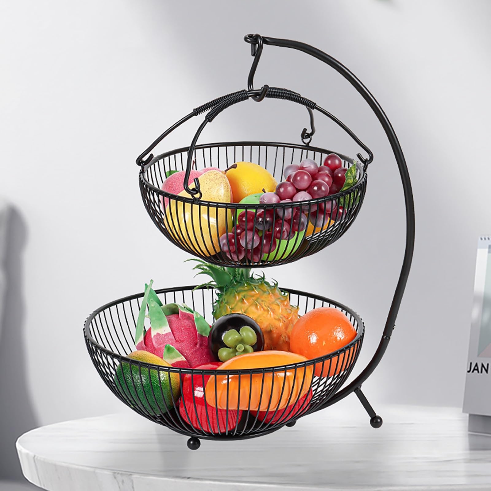 Hanging Basket Wawocs 2 Tier Stackable Wall Mounted , Fruit Basket For  Kitchen Counter, Storage Bin With Wood Lid, Onion Storage, Fruit And Vegetable  Storage, Countertop Organizer Wire Rack, image size:1600x1600