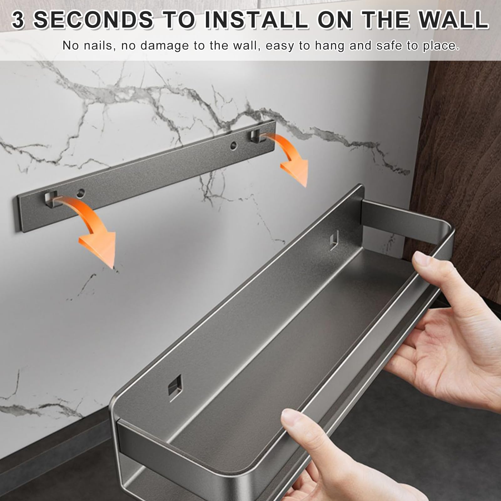 Especiero de pared para cocina, sin taladro, diseño colgante con ganchos, acero inoxidable, estante de cocina que ahorra espacio (B, 30 cm)