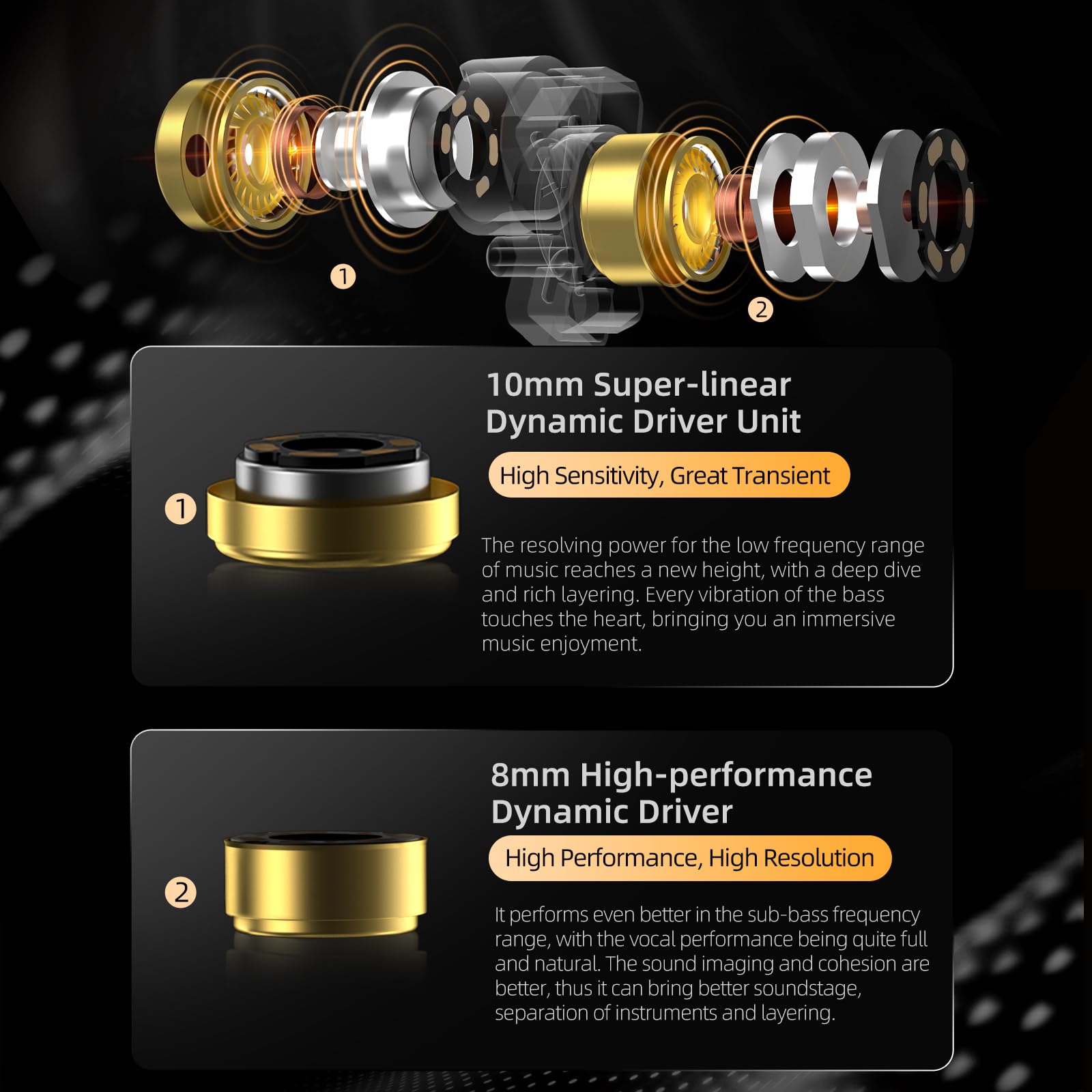 KZ ZA12 - Cuffie intrauricolari con monitor IEM, driver ibridi 2DD+4BA, con isolamento acustico IEM con sintonizzazione a 4 livelli per musicisti, ingegneri, DJ, audiofili e cantanti (DSP, Tuning)