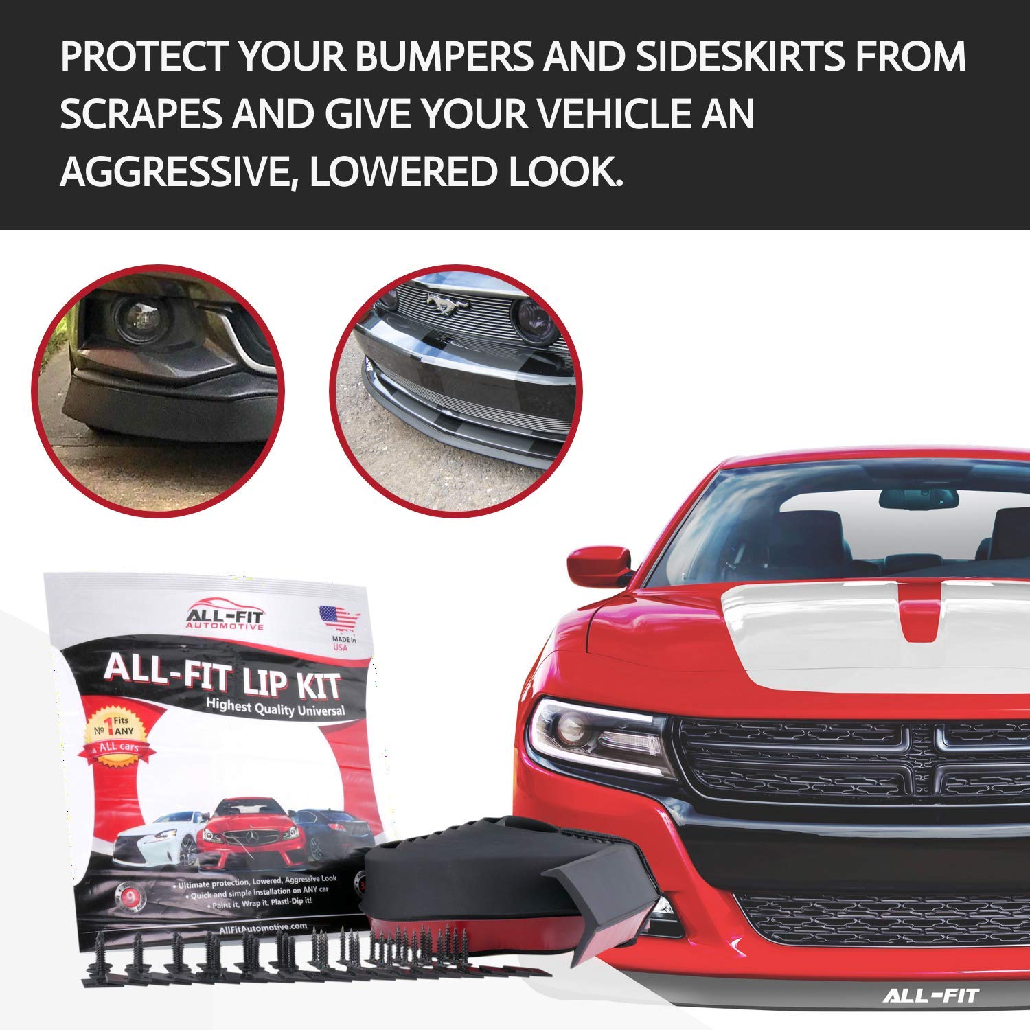 AllFit Automotive 3.5 Inch Universal Bumper Lip Splitter Kit Chin