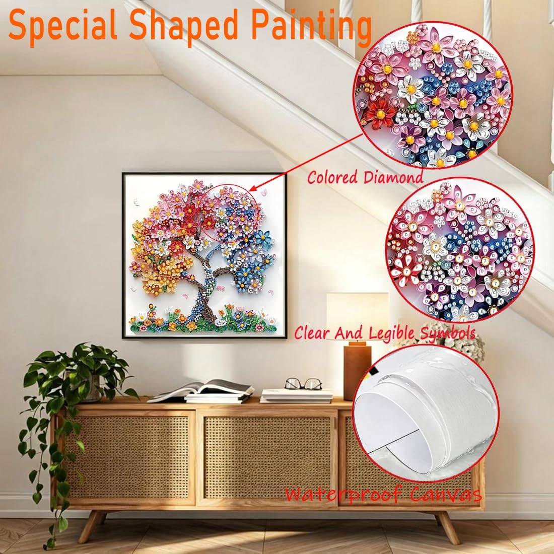 SHICERNHJ 5D Diamond Art Kits for Adults Beginner,Colorful Flower Tree Diamond Painting Kits for Special Shape,DIY Full Drill Diamond Dots Gem Art for Home Wall Decor 12 X 12Inch