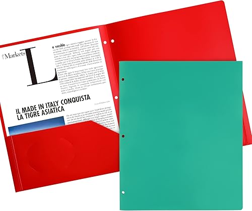 Miniatura 6 de Feosky Carpetas con bolsillos 6 colores surtidos de plástico con dos bolsillos carpetas de archivos carpetas de 2 bolsillos y 3 agujeros para la