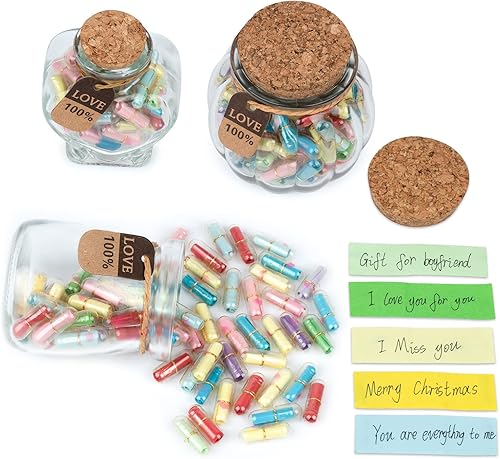 Miniatura 2 de XHDAI Letras de cápsula con mensaje en una botella, píldoras de mensaje de cápsulacarta de amor, ideas de regalos lindas para novionovia (50
