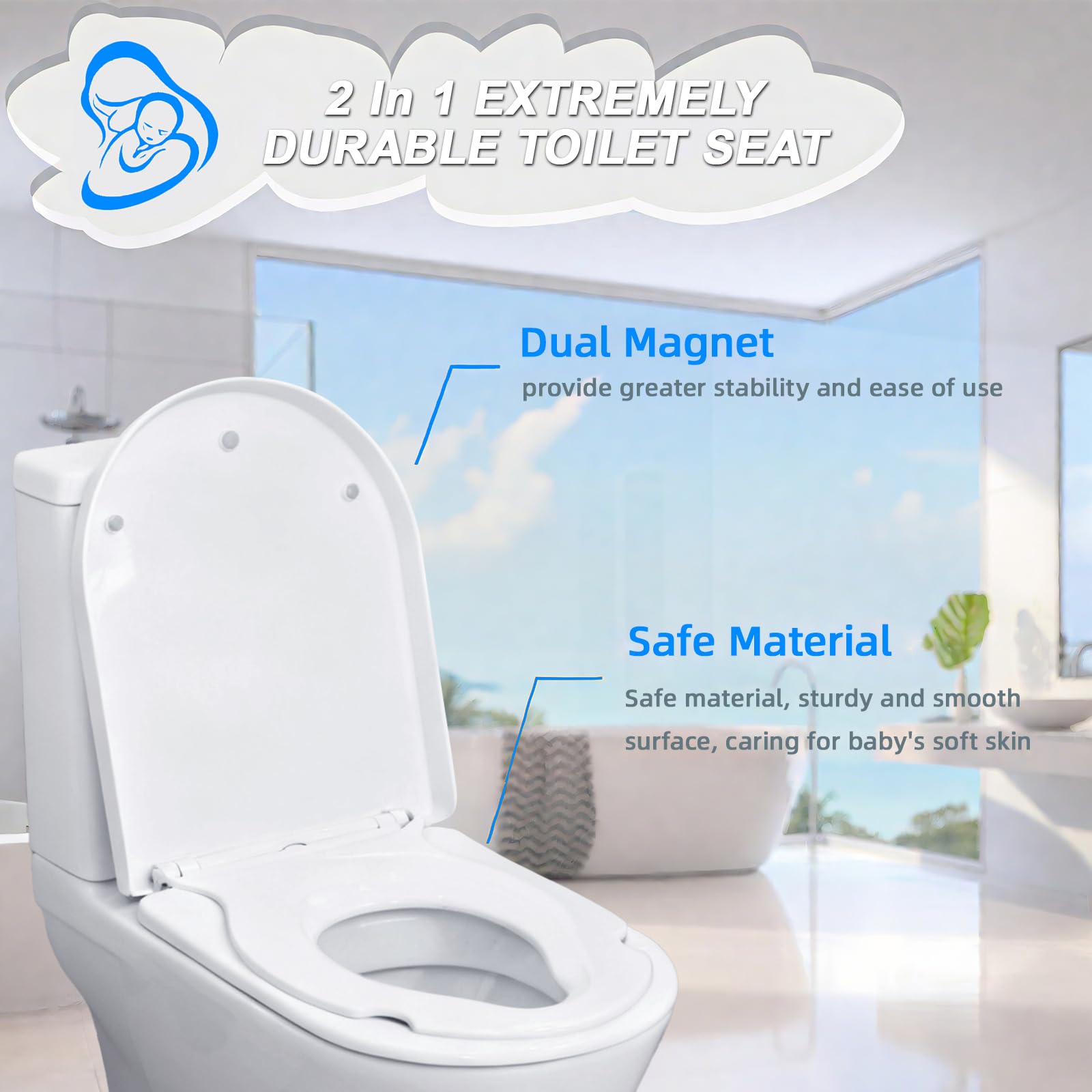 Abattant de WC Avec Siège Enfant,Antibactérien et Résistant aux UV Abattant de Wc Avec Insert Enfant,petit Abattants de WC,Facile à Monter, Jusqu'à 250 kg,Avec fonction de Déverrouillage Rapide