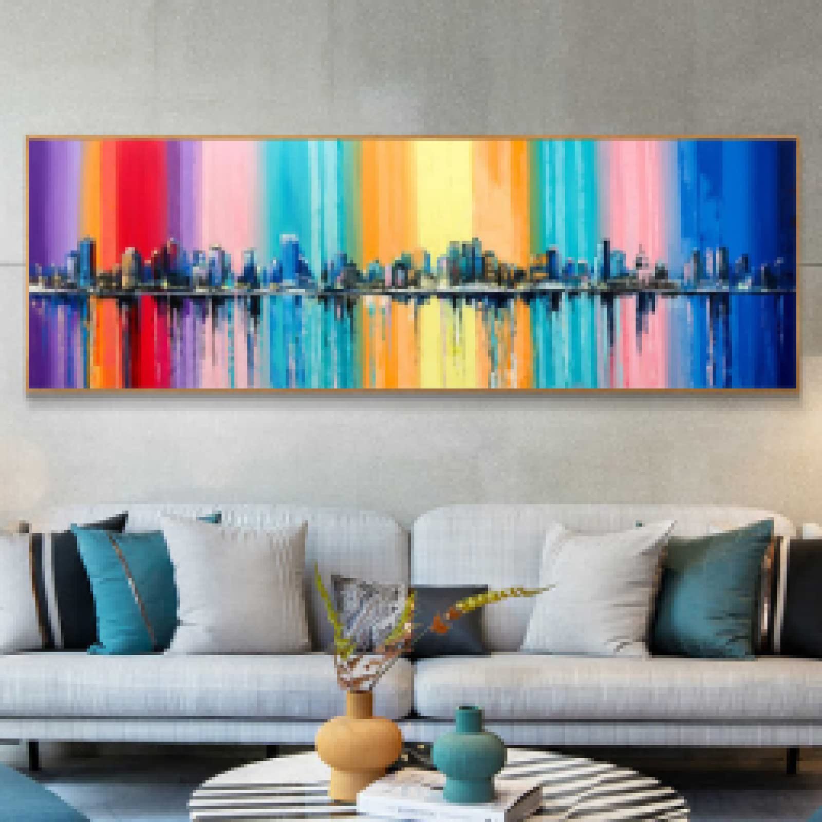 Pintura impresa en lienzo de ciudad abstracta con acabado premium 8