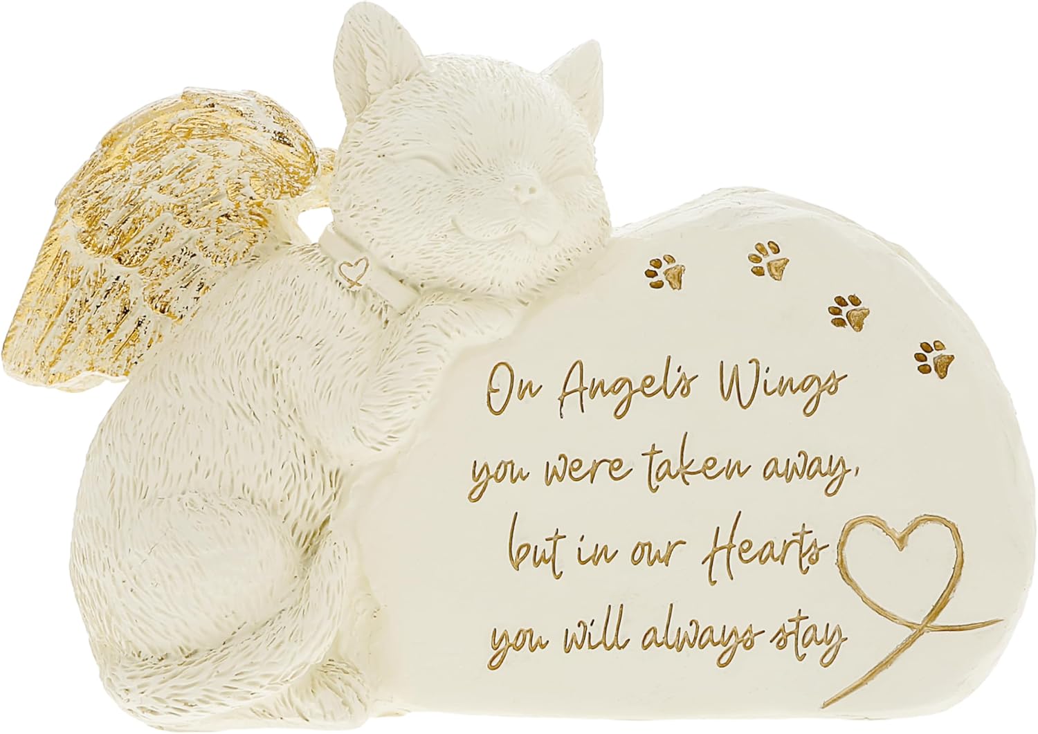 Pavilion Gift Company - On Angels Wings You Were Taken Away But In Our Hearts You Will Always Stay - 7.5" Angel Wing Cat Garden Memorial Stone Bereavement Memorial Loss Of Loved One Gift Rescue Kitten