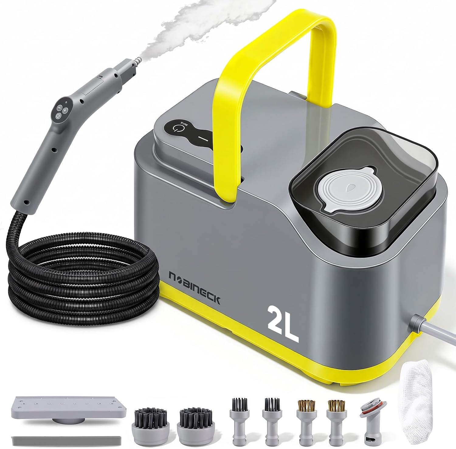 2500W Steam Cleaner, 2000ML Water Tank, 10S Fast Heat-Up, 58PSI 221℉ High Pressure Steam, 12.8FT Extended Reach, 3-Level Steam Control, Multi-Surface Cleaner for Home, Kitchen, Bathroom, Car & Floor