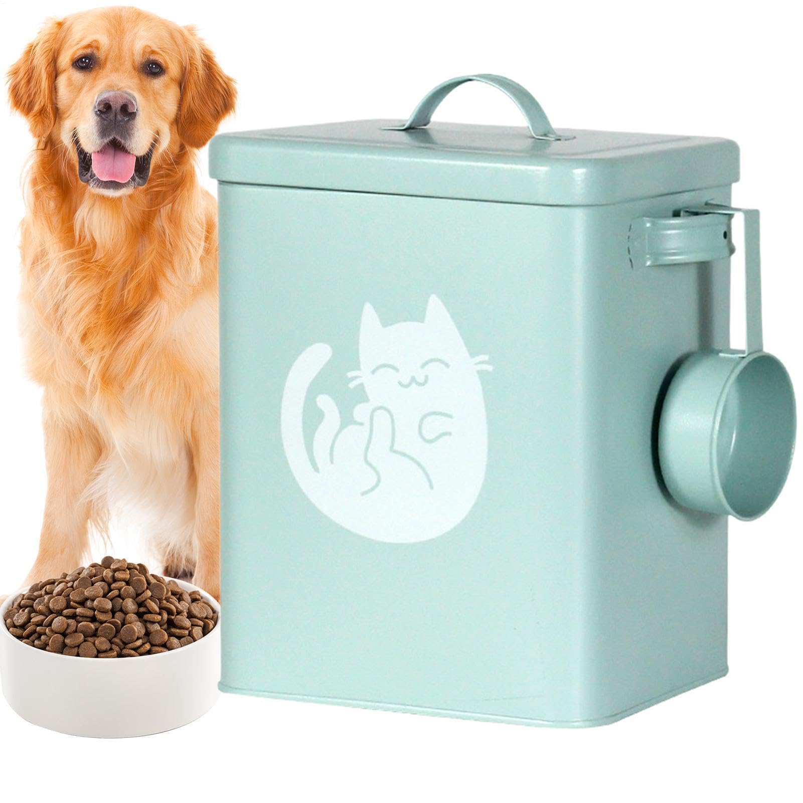 Contenitore per alimenti per animali domestici: design con sigillo ermetico, conservazione protettiva contro l'umidità, costruzione corpo in acciaio, strumento pala incluso | dispensa stoccaggio gr