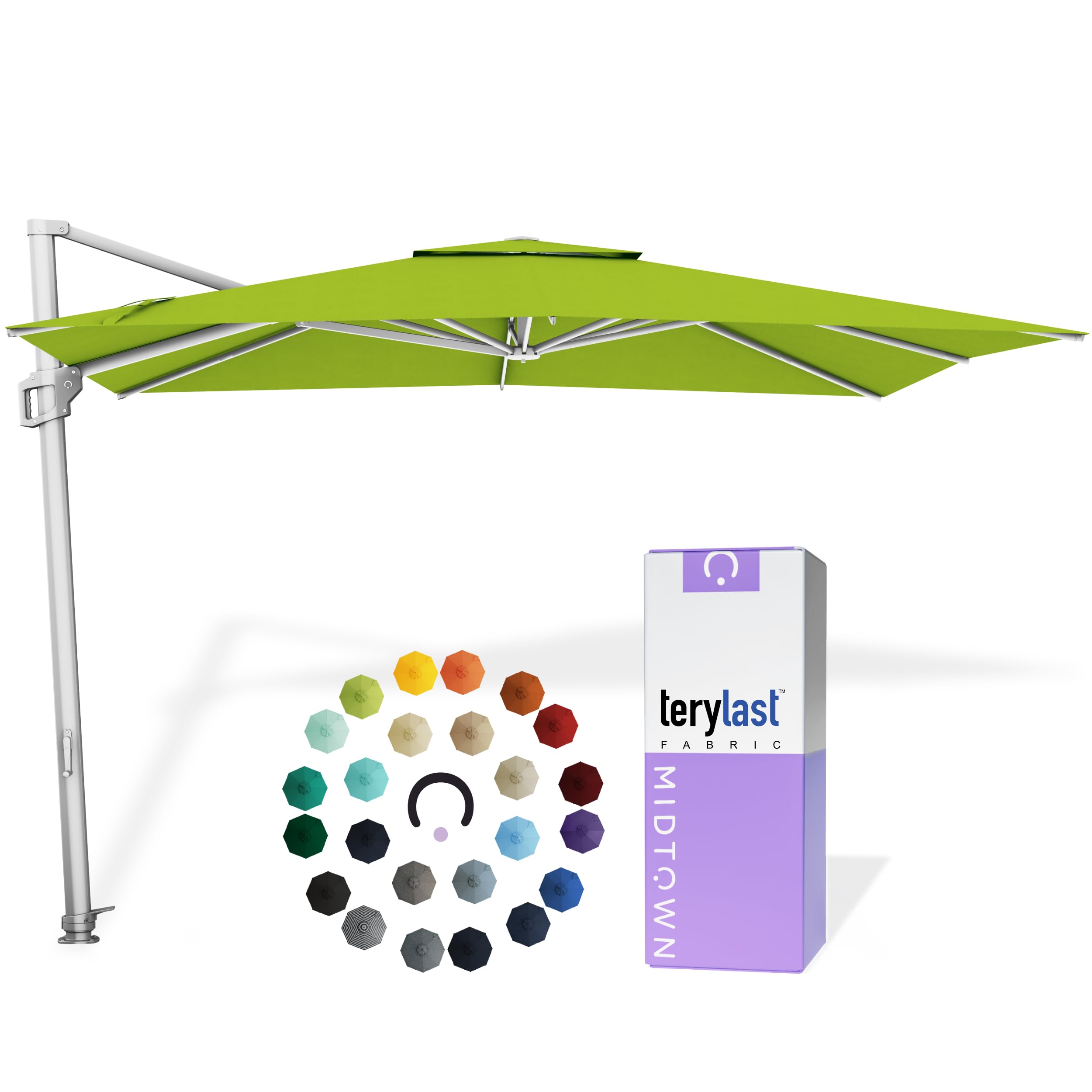 Midtown Umbrellas Grande Square - 9 x 9 Ft Cantilever Umbrella