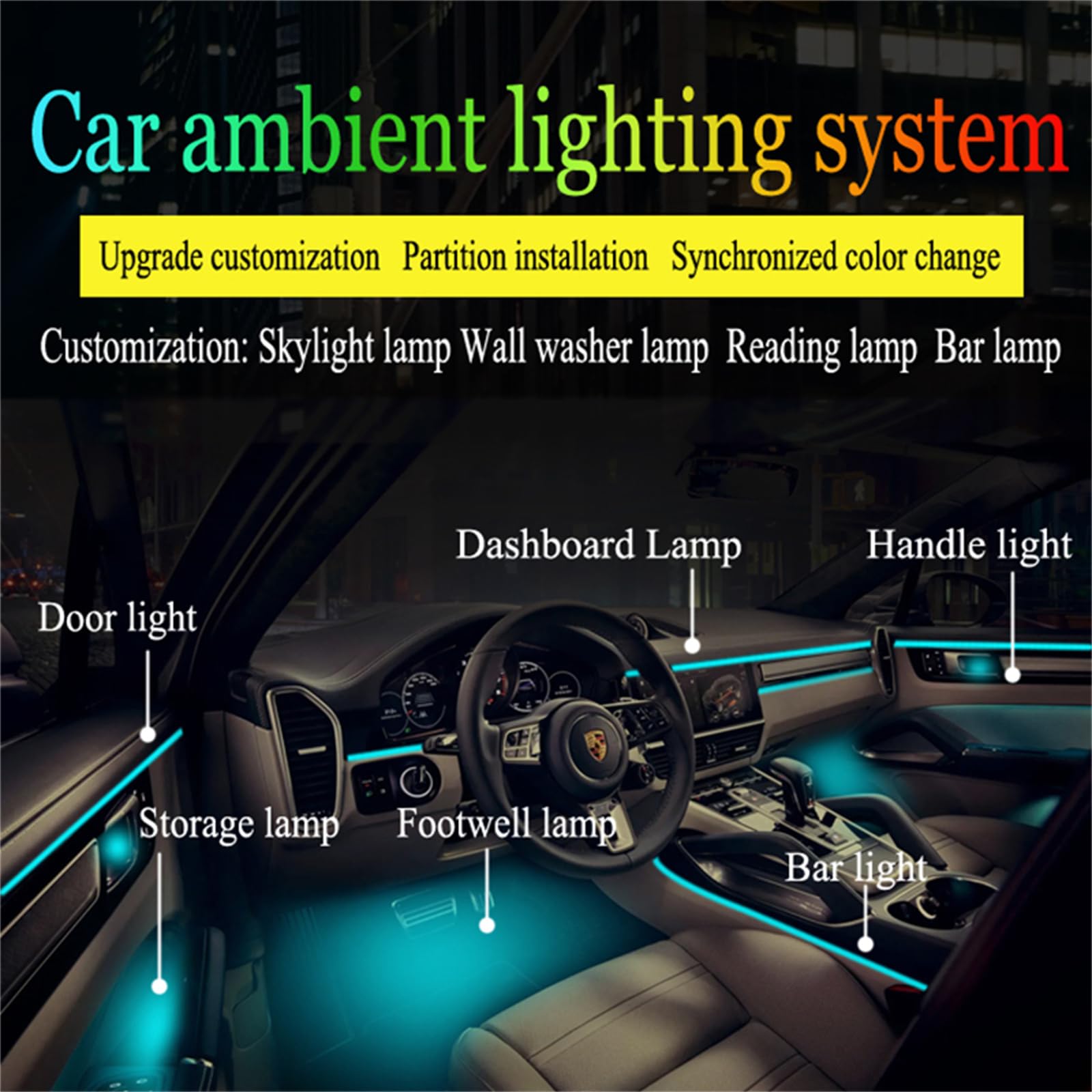 Tira De Luces LED para Interior De Coche, 9 En 1, Luz Ambiental, Atmósfera De Coche, Tira De Luz RGB, Accesorios De Barra LED, Kit De Decoración De Salpicadero De Puerta Interior