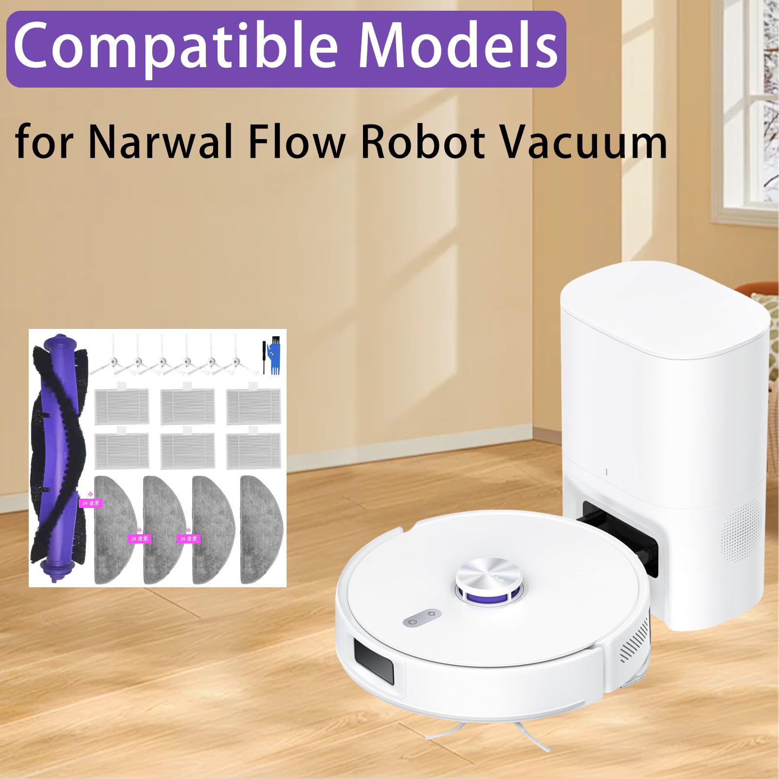 Ricambio compatibile con Narwal Freo/Narwal J3 Robot Aspirapolvere Ricambi Spazzola principale Spazzola laterale Filtro Hepa Mop Pad Accessori (colore: 2 filtri