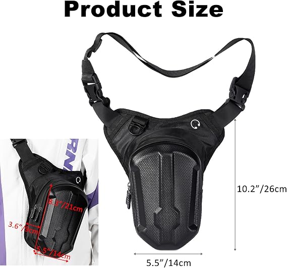 Drop Leg Bag Waist Pack – Adjustable Motorcycle Hip Pack EVA Hardshell Thigh Bag Cross Body Pouch for Men Women Waterproof Tactical Leg Pouch for Cycling Hiking Travel Outdoor Fishing Motorbike