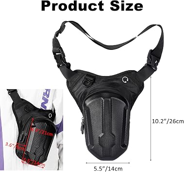 Drop Leg Bag Waist Pack – Adjustable Motorcycle Hip Pack EVA Hardshell Thigh Bag Cross Body Pouch for Men Women Waterproof Tactical Leg Pouch for Cycling Hiking Travel Outdoor Fishing Motorbike